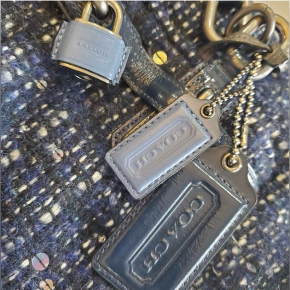 RARE COACH CHELSEA BOUCLE EMERSON TWEED AND WOOL BLEND BAG WITH LEATHER STRAPS - Picture 3 of 13